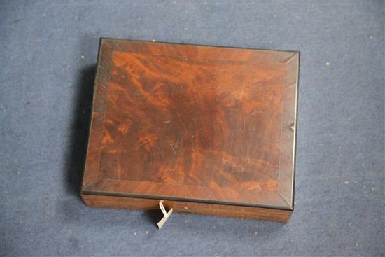 A Victorian J. Newmans Manufactory of Soho Square mahogany artistss box, 13.75 x 11in.